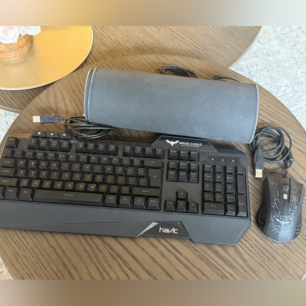 LED Black Gaming Keyboard, Mouse, and mousepad Set